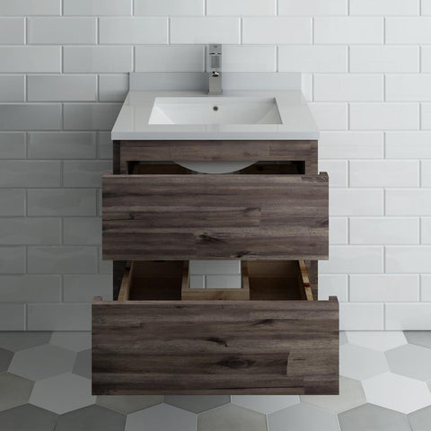 Image of Fresca Formosa 24" Wall Hung Modern Bathroom Cabinet w/ Top & Sink FCB3124ACA-CWH-U