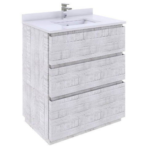 Image of Fresca Formosa 29" Rustic White Freestanding Modern Bathroom Base Cabinet | FCB3130RWH-FC FCB3130RWH-FC