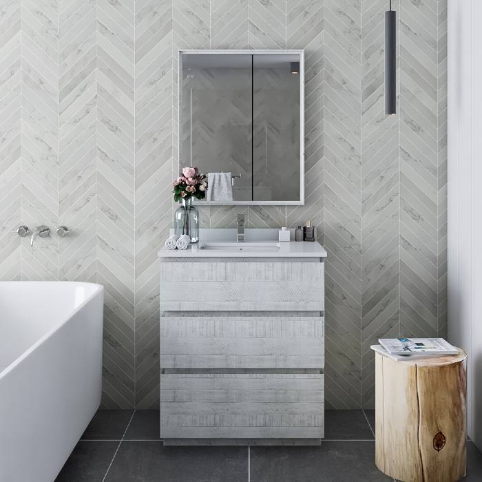 Fresca Formosa 30" Rustic White Freestanding Modern Bathroom Vanity | FCB3130RWH-FC-CWH-U