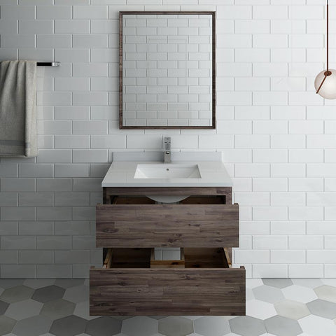 Image of Fresca Formosa 30" Wall Hung Modern Bathroom Vanity