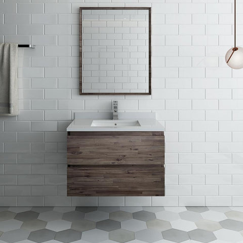 Image of Fresca Formosa 30" Wall Hung Modern Bathroom Vanity