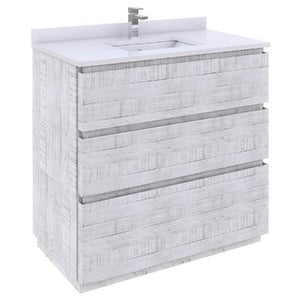 Fresca Formosa 35" Rustic White Freestanding Modern Bathroom Base Cabinet | FCB3136RWH-FC