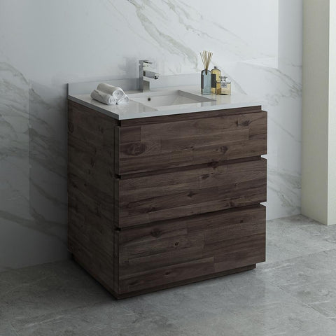 Image of Fresca Formosa 36" Floor Standing Modern Bathroom Cabinet w/ Top & Sink FCB3136ACA-FC-CWH-U