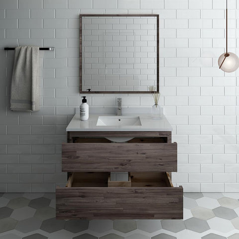 Image of Fresca Formosa 36" Wall Hung Modern Bathroom Vanity