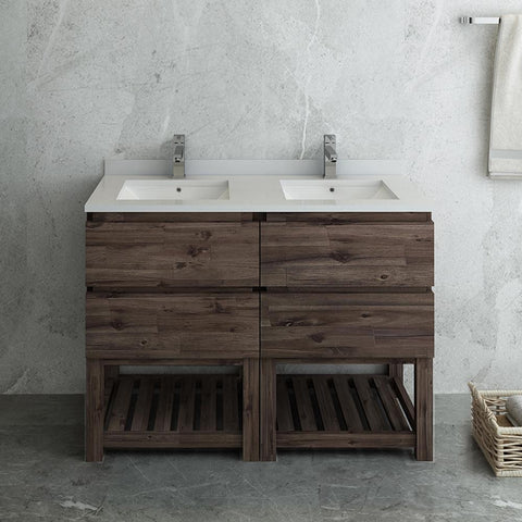 Image of Fresca Formosa 46" Floor Standing Open Bottom Double Sink Modern Bathroom Cabinet FCB31-2424ACA-FS