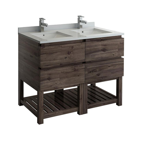Image of Fresca Formosa 46" Floor Standing Open Bottom Double Sink Modern Bathroom Cabinet FCB31-2424ACA-FS