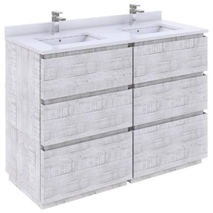 Fresca Formosa 46" Rustic White Freestanding Double Sink Modern Bathroom Base Cabinet | FCB31-2424RWH-FC FCB31-2424RWH-FC