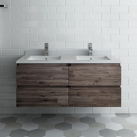 Image of Fresca Formosa 46" Wall Hung Double Sink Modern Bathroom Cabinet | FCB31-2424ACA FCB31-2424ACA