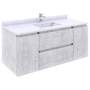 Fresca Formosa 47" Rustic White Wall Hung Modern Bathroom Base Cabinet | FCB31-122412RWH