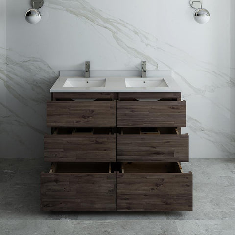 Image of Fresca Formosa 48" Floor Standing Double Sink Bathroom Cabinet FCB31-2424ACA-FC-CWH-U