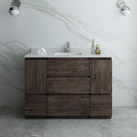 Image of Fresca Formosa 48" Floor Standing Modern Bathroom Cabinet w/ Top & Sink FCB31-122412ACA-FC-CWH-U