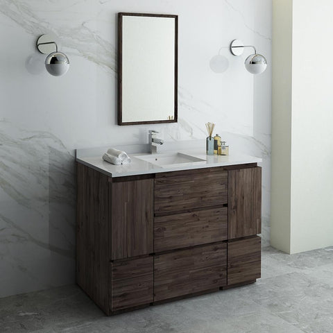 Image of Fresca Formosa 48" Floor Standing Modern Bathroom Vanity FVN31-122412ACA-FC-FFT1030BN