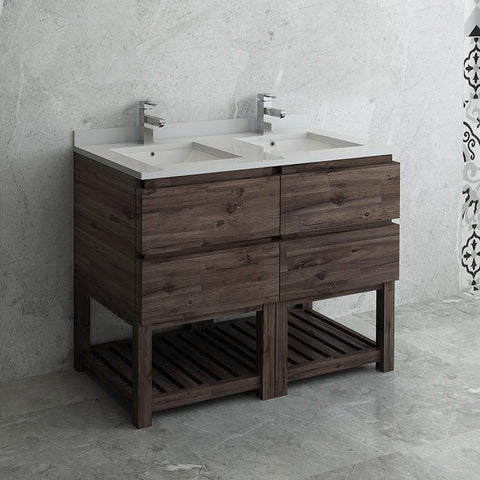 Image of Fresca Formosa 48" Floor Standing Open Bottom Double Sink Bathroom Cabinet FCB31-2424ACA-FS-CWH-U