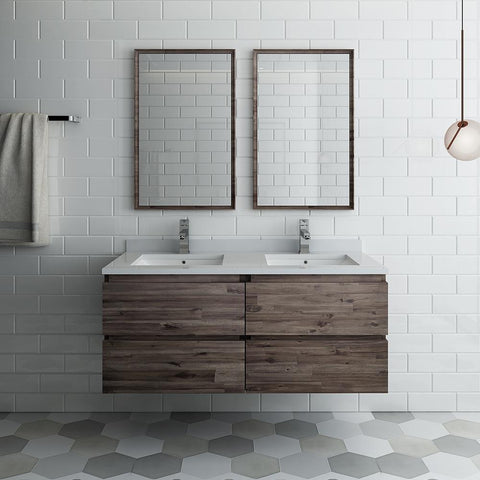 Image of Fresca Formosa 48" Wall Hung Double Sink Bathroom Vanity