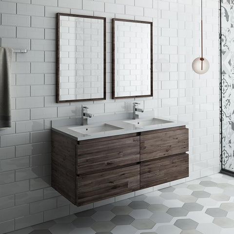 Image of Fresca Formosa 48" Wall Hung Double Sink Bathroom Vanity