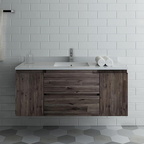 Image of Fresca Formosa 48" Wall Hung Modern Bathroom Cabinet w/ Top & Sink FCB31-122412ACA-CWH-U