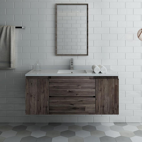 Image of Fresca Formosa 48" Wall Hung Modern Bathroom Vanity FVN31-122412ACA-FFT1030BN