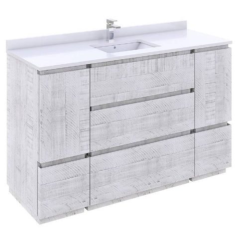 Image of Fresca Formosa 53" Rustic White Freestanding Modern Bathroom Base Cabinet | FCB31-123012RWH-FC FCB31-123012RWH-FC