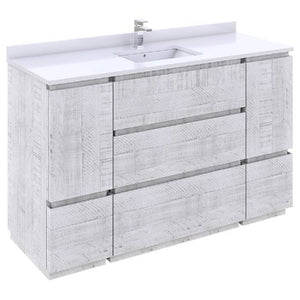 Fresca Formosa 54" Rustic White Freestanding Modern Bathroom Vanity | FCB31-123012RWH-FC-CWH-U