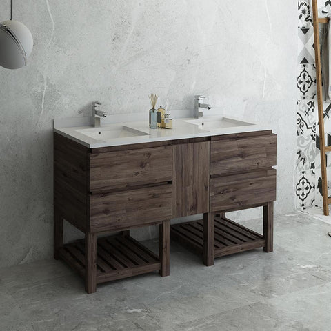 Image of Fresca Formosa 58" Floor Standing Open Bottom Double Sink Bathroom Cabinet FCB31-241224ACA-FS