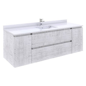Fresca Formosa 59" Rustic White Wall Hung Modern Bathroom Base Cabinet | FCB31-123612RWH FCB31-123612RWH