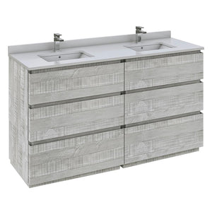 Fresca Formosa 60" Ash Freestanding Double Sink Modern Bathroom Vanity | FCB31-3030ASH-FC-CWH-U FCB31-3030ASH-FC-CWH-U