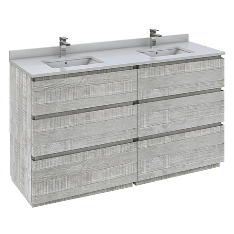 Image of Fresca Formosa 60" Ash Freestanding Double Sink Modern Bathroom Vanity | FCB31-3030ASH-FC-CWH-U FCB31-3030ASH-FC-CWH-U