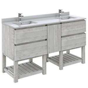 Fresca Formosa 60" Ash Freestanding Open Bottom Double Sink Modern Bathroom Vanity | FCB31-241224ASH-FS-CWH-U FCB31-241224ASH-FS-CWH-U