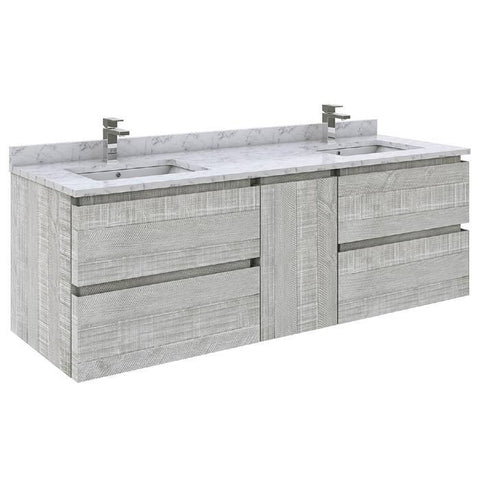 Image of Fresca Formosa 60" Ash Wall Hung Double Sink Modern Bathroom Vanity | FCB31-241224ASH-CWH-U FCB31-241224ASH-CWH-U