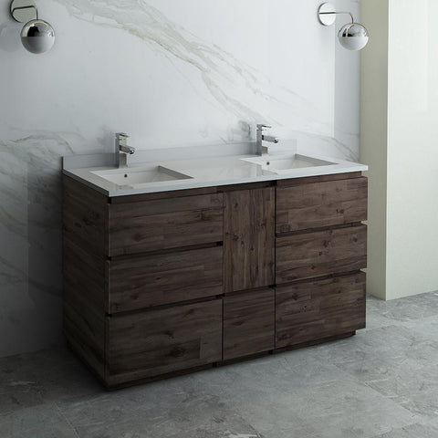 Image of Fresca Formosa 60" Floor Standing Double Sink Modern Bathroom Cabinet FCB31-241224ACA-FC-CWH-U