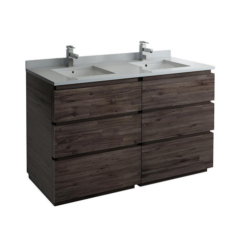 Image of Fresca Formosa 60" Floor Standing Double Sink Modern Bathroom Cabinet FCB31-3030ACA-FC-CWH-U