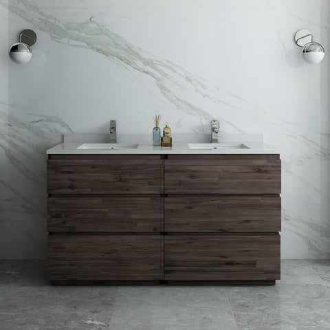 Image of Fresca Formosa 60" Floor Standing Double Sink Modern Bathroom Cabinet FCB31-3030ACA-FC-CWH-U