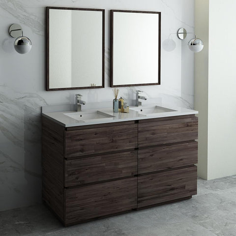 Image of Fresca Formosa 60" Floor Standing Double Sink Vanity FVN31-3030ACA-FC-FFT1030BN