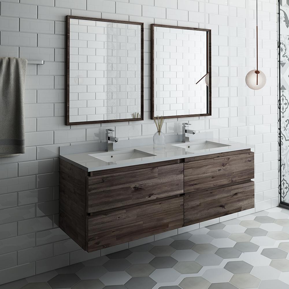 Fresca Formosa 60" Wall Hung Double Sink Bathroom Vanity