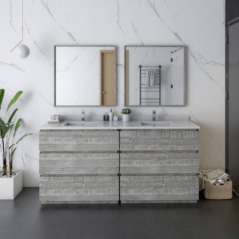 Image of Fresca Formosa 70" Ash Freestanding Double Sink Modern Bathroom Base Cabinet | FCB31-3636ASH-FC FCB31-3636ASH-FC