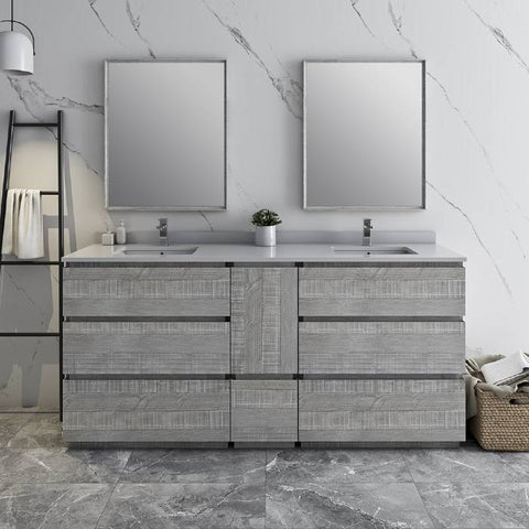 Image of Fresca Formosa 72" Ash Freestanding Double Sink Modern Bathroom Vanity | FCB31-301230ASH-FC-CWH-U
