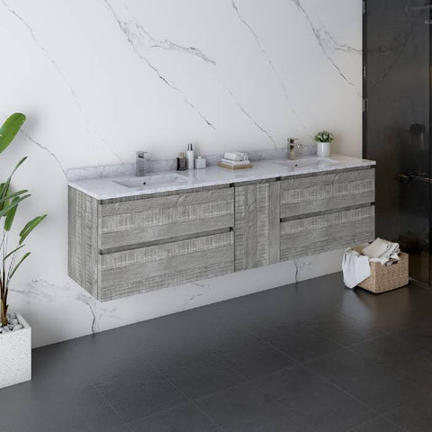 Image of Fresca Formosa 72"Ash Wall Hung Double Sink Modern Bathroom Vanity | FCB31-301230ASH-CWH-U