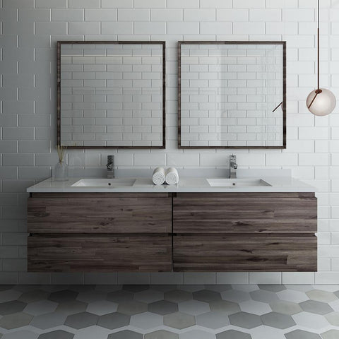 Image of Fresca Formosa 72" Wall Hung Double Sink Bathroom Vanity