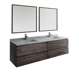 Fresca Formosa 72" Wall Hung Double Sink Bathroom Vanity FVN31-3636ACA-FFT1030BN