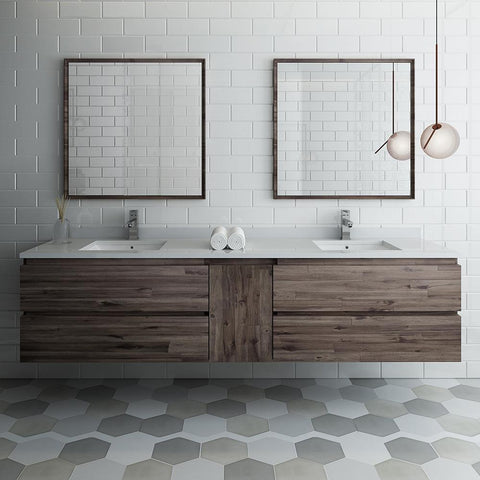 Image of Fresca Formosa 84" Wall Hung Double Sink Bathroom Vanity