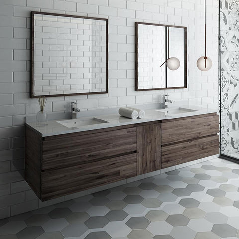 Image of Fresca Formosa 84" Wall Hung Double Sink Bathroom Vanity