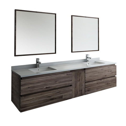 Image of Fresca Formosa 84" Wall Hung Double Sink Bathroom Vanity FVN31-361236ACA-FFT1030BN
