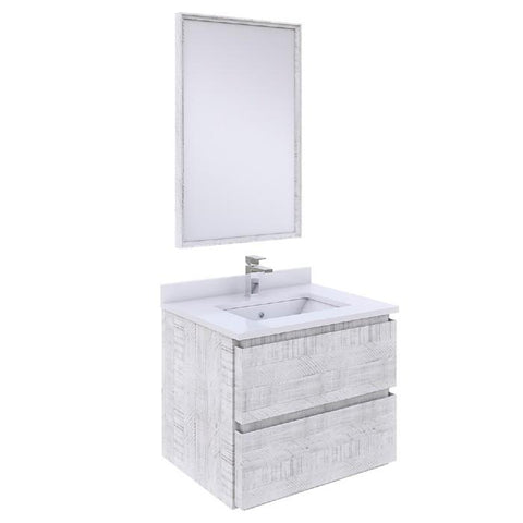 Image of Fresca Formosa Modern 24" Rustic White Wall Hung Vanity Set | FVN3124RWH FVN3124RWH