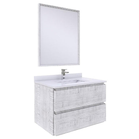 Image of Fresca Formosa Modern 30" Rustic White Wall Hung Single Sink Vanity Set | FVN3130RWH FVN3130RWH