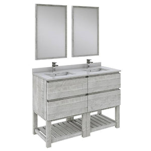 Fresca Formosa Modern 48" Ash Floor Standing Double Sink Vanity Set w/ Open Bottom | FVN31-2424ASH-FS FVN31-2424ASH-FS