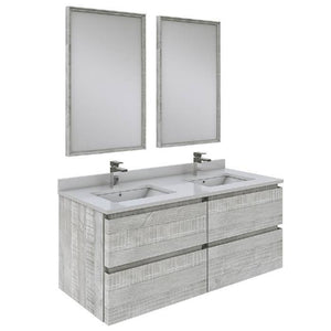 Fresca Formosa Modern 48" Ash Wall Hung Double Sink Vanity Set | FVN31-2424ASH FVN31-2424RWH