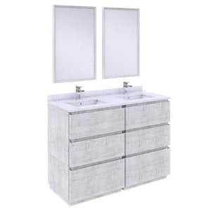 Fresca Formosa Modern 48" Rustic White Floor Standing Double Sink Vanity Set | FVN31-2424RWH-FC FVN31-2424RWH-FC
