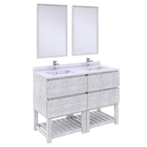 Fresca Formosa Modern 48" Rustic White Floor Standing Double Sink Vanity Set w/ Open Bottom | FVN31-2424RWH-FS FVN3124ASH