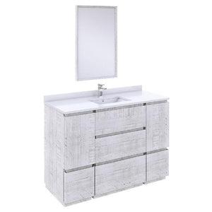 Fresca Formosa Modern 48" Rustic White Freestanding Single Sink Vanity Set | FVN31-122412RWH-FC FVN31-122412RWH-FC