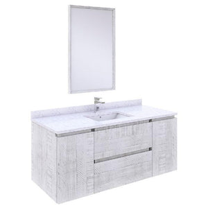 Fresca Formosa Modern 48" Rustic White Wall Hung Single Sink Vanity Set | FVN31-122412RWH FVN31-122412RWH-FC